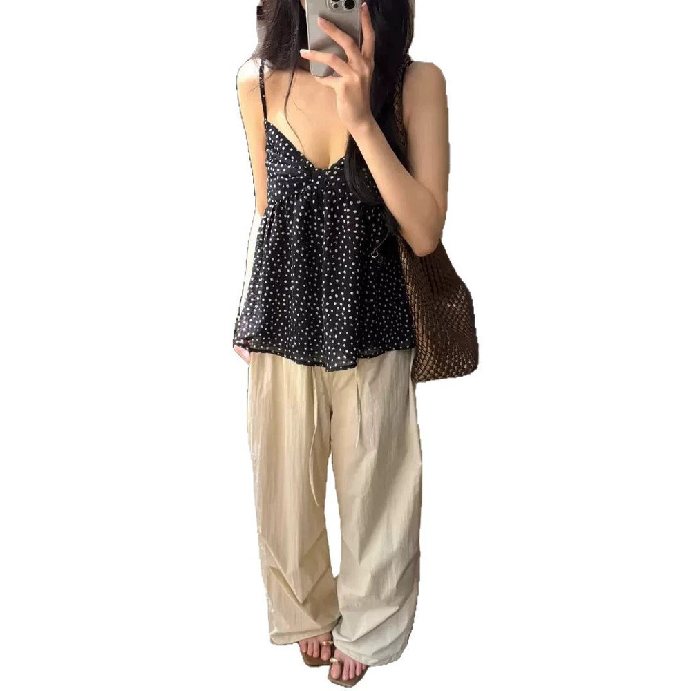 Zara Polka Dot Spaghetti Strap Babydoll Top Youthful - Picture 5 of 6